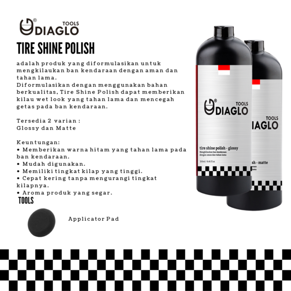 Diaglo Tools Tire Shine Polish Matte 250ml - Image 3